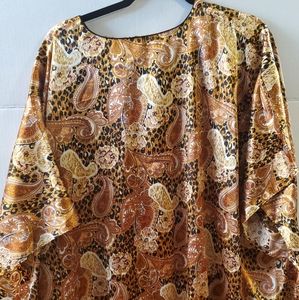 Women's barbizon caftan mumu floor length one size cheetah & paisley pattern